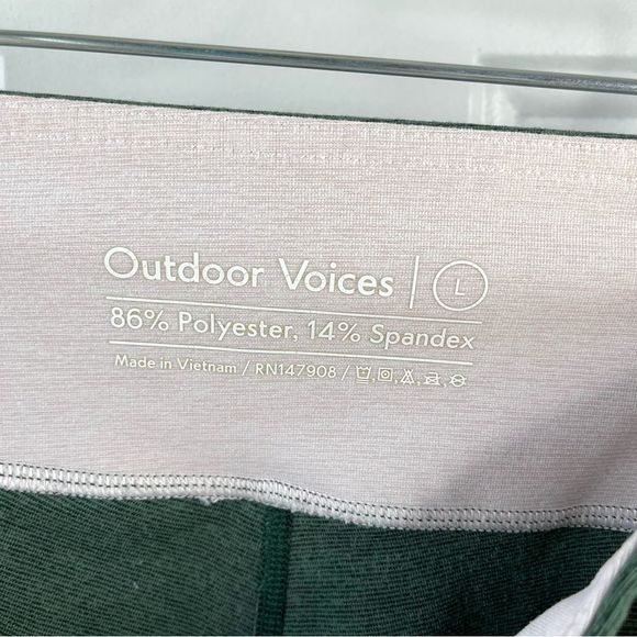 Outdoor Voices 7/8 Spring Tri Color Green Pink Light Green Leggings Size L - Picture 7 of 7